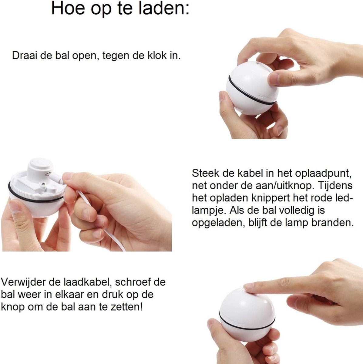 Catchit!® Interactieve Zelfrollende Bal Katten - Kattenspeeltjes - Inclusief USB Kabel En Staartjes - Kattenspeelgoed - Smart - Grijs