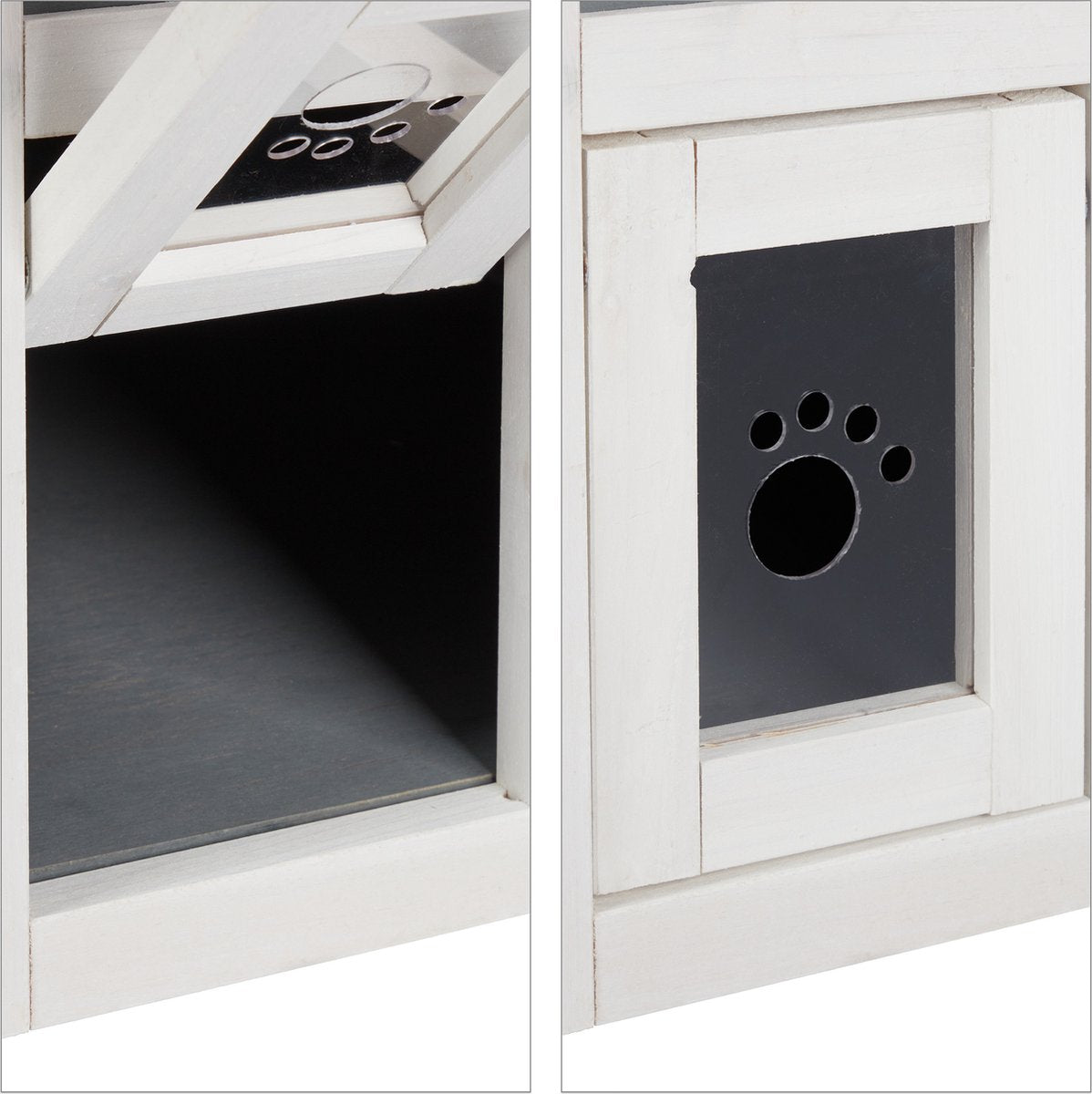 Relaxdays Kattenhuis Buiten - Groot Kattenhok Binnen - Hoog Kattenmeubel Grijs Hout - Tuin