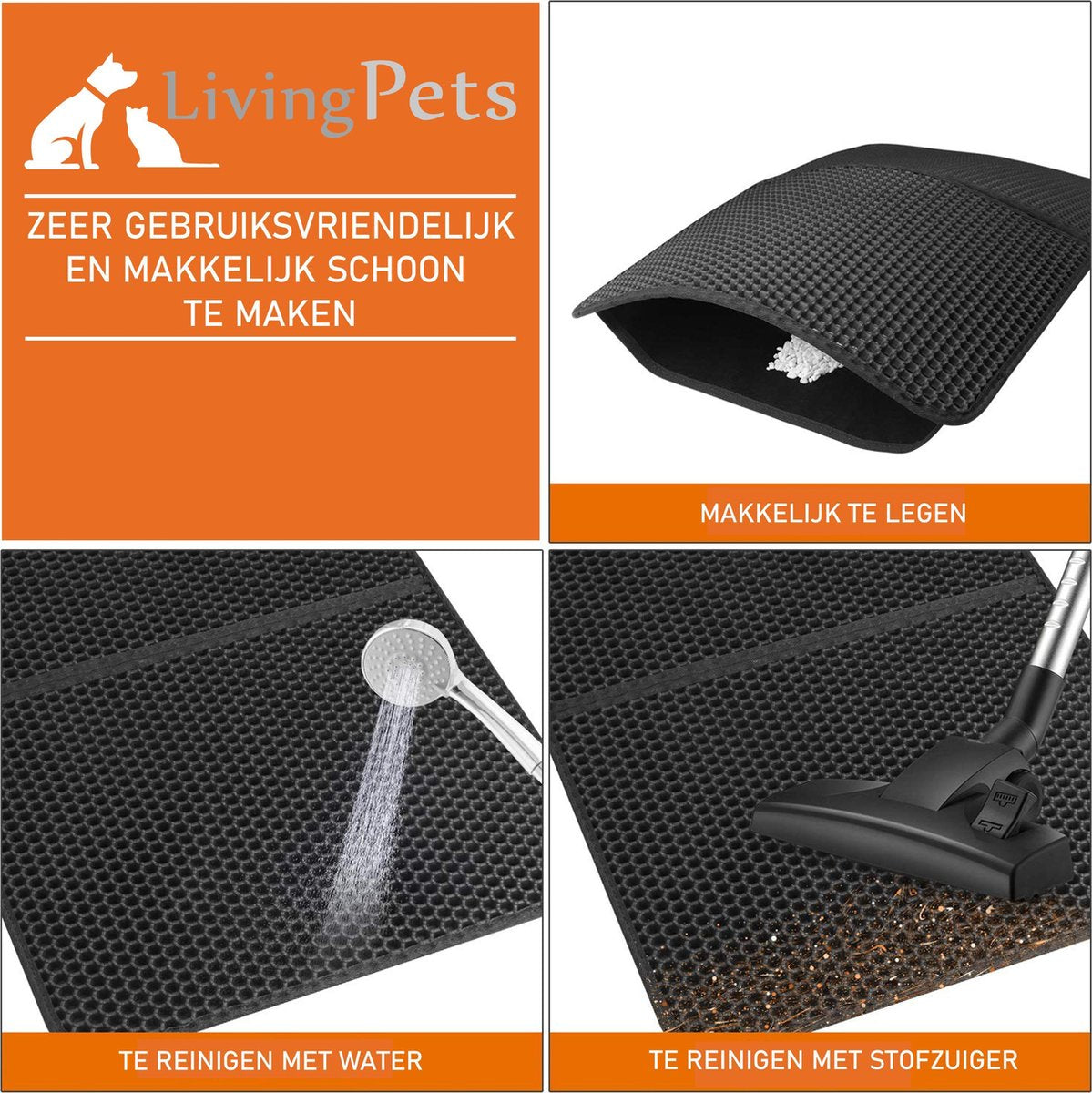 Lavida Home - Kattenbakmat - Grit Opvanger - 45 X 60 Cm - Dubbele Laag & Waterdicht - Katten Mat - Katten Mat Met Opvangruimte Voor Grit - Katten Mat - Kat Benodigdheden - Kitten - Gritmat Voor Poes - Grijs