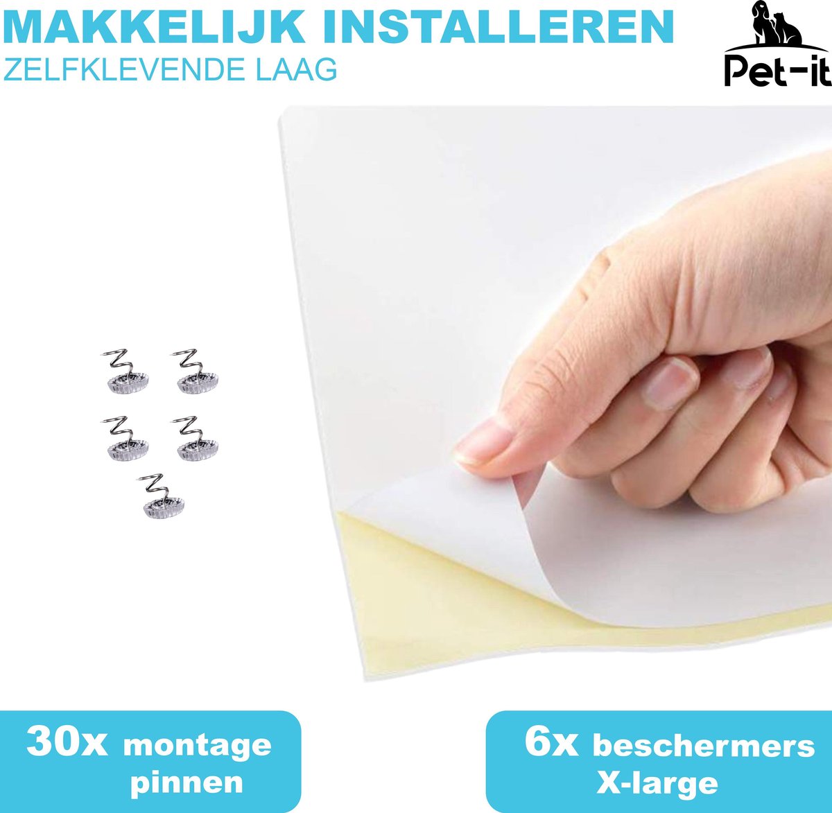 Pet-it | Krab Schade Bescherming Voor Katten En Honden | 6 Stuks | Extra-Grote Beschermers | Voor Bank Meubel Interieur | Transparant