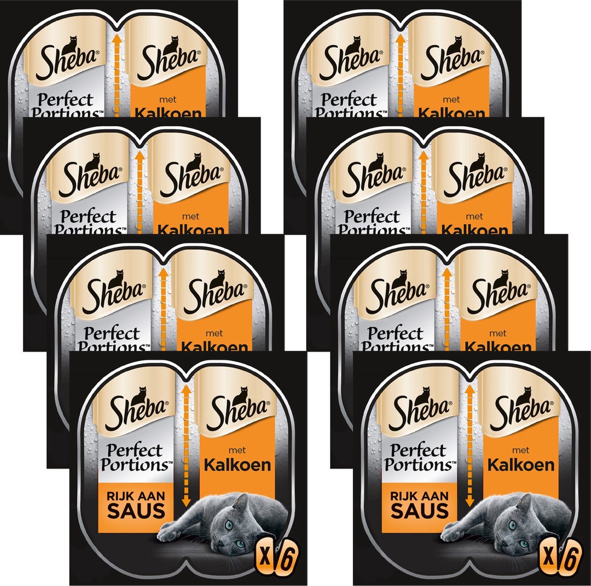 Sheba Perfect Portions In Saus Katten Natvoer - Kalkoen - 8 X 6 Stuks