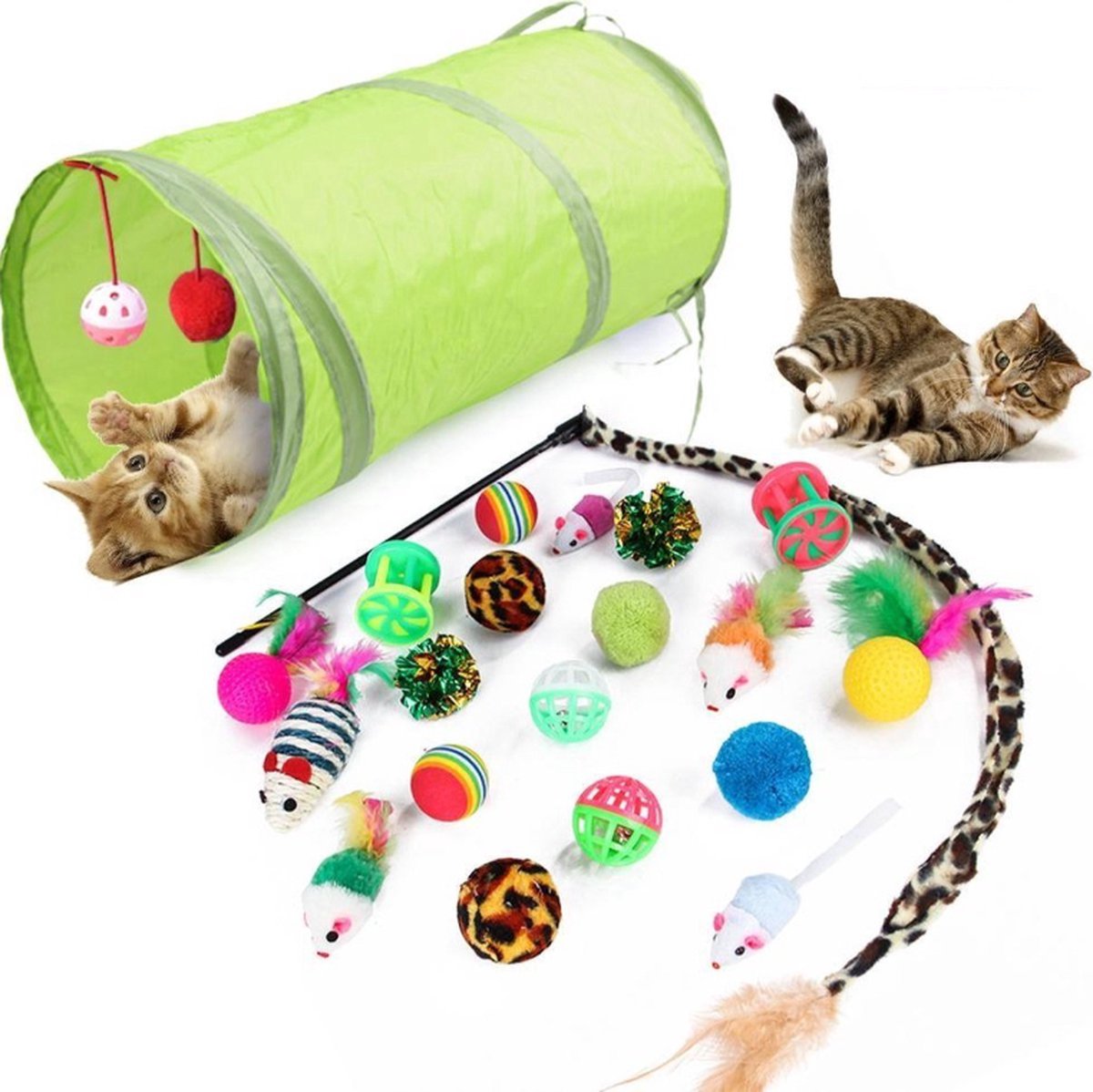 Micko - Kattenspeelgoed Set Van 21 Stuks - Katten Speelgoed - Kitten Speelgoed - Kattentunnel