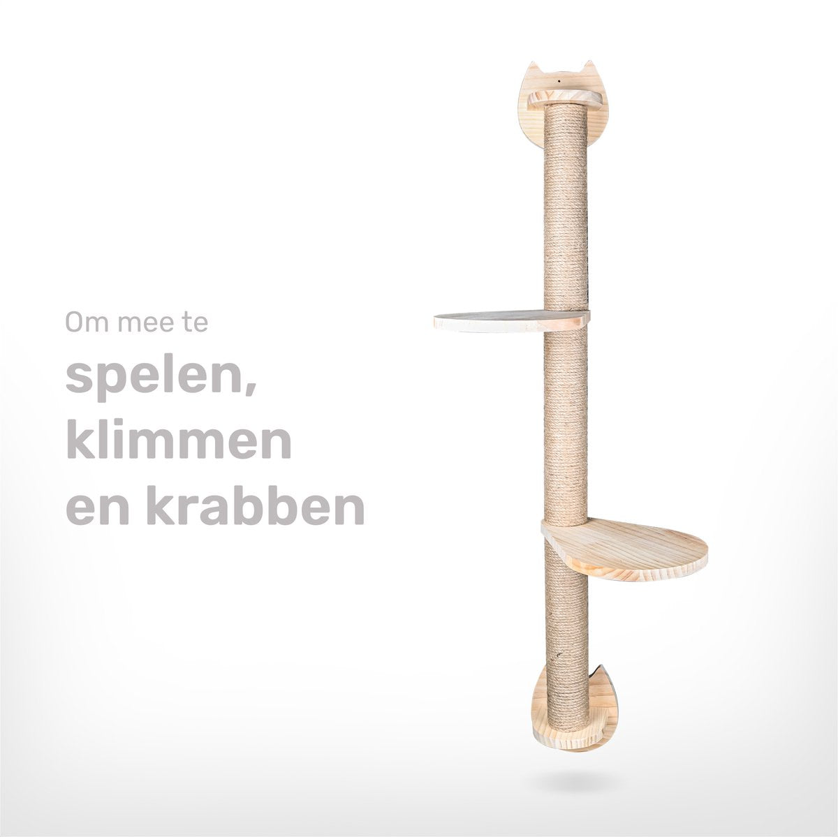 Katten Klimmuur - Krabpaal - 2 Plateaus - Katten Klim Wand - Muur - Klimmuur Kat - Voor Grote Katten - Klimwand - Complete Set