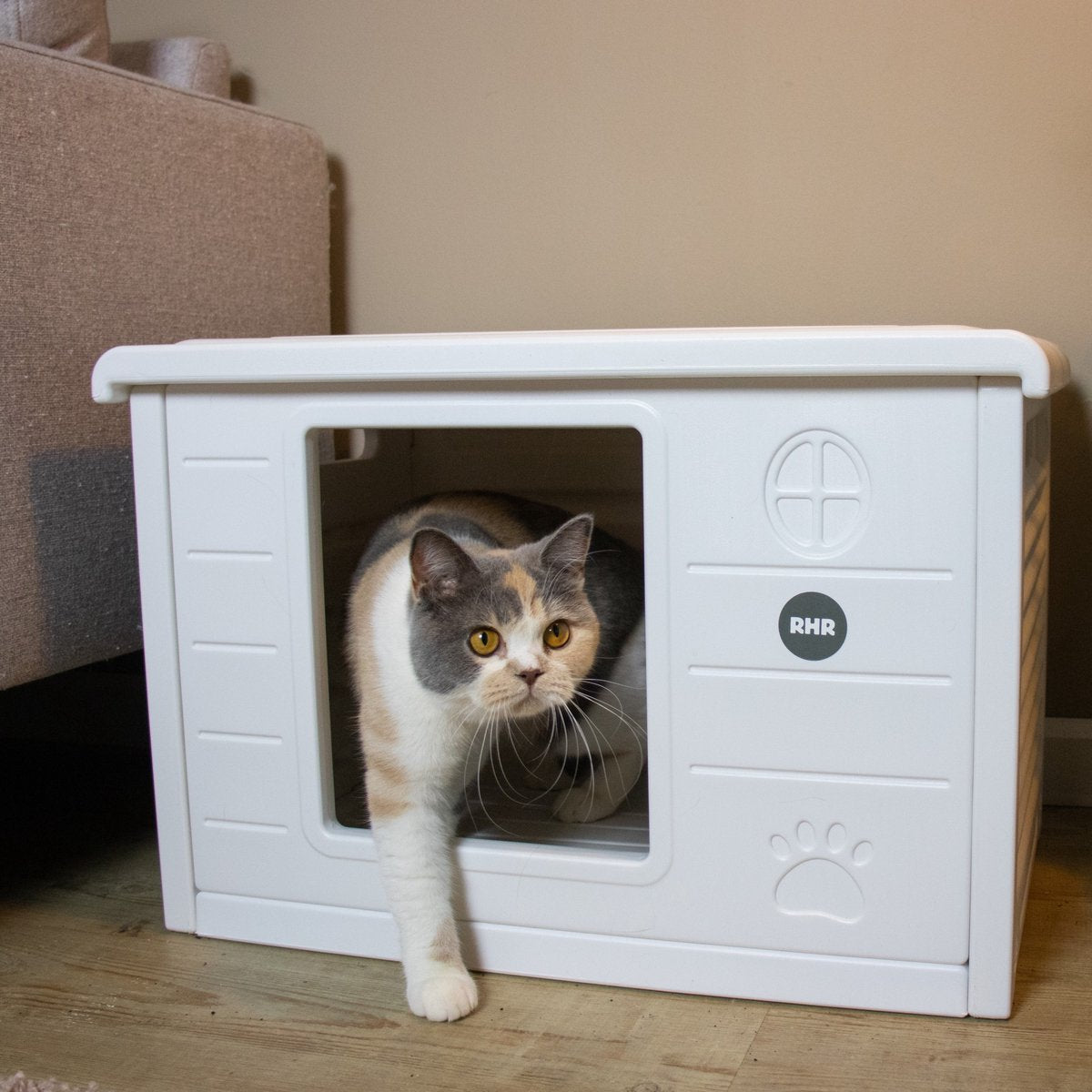 RHRQuality Kattenhuis Voor Binnen En Buiten Kattenhok Villa De Luxe Wit 60cm