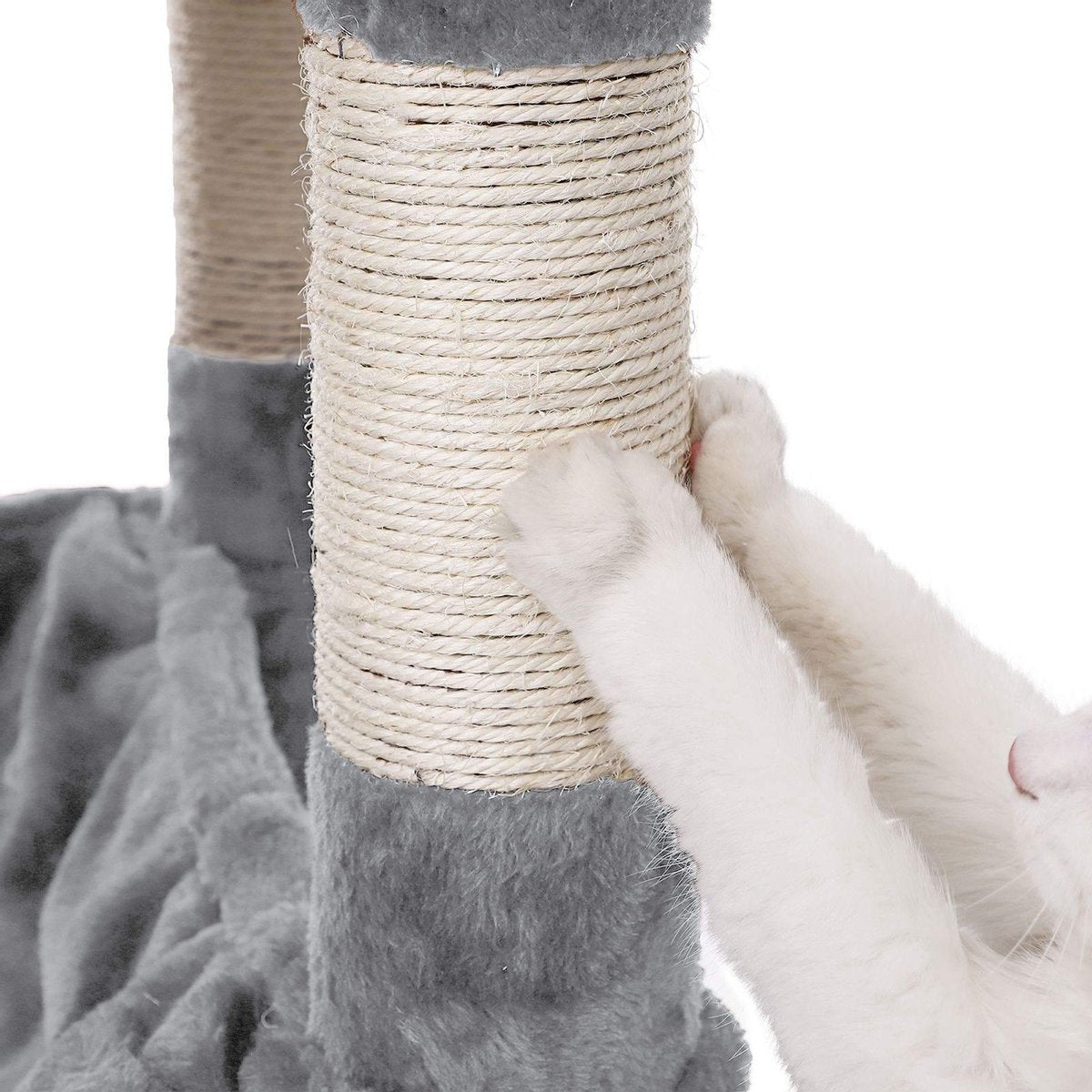 Merkloos Stevige Krabpaal Met Kattenbak, Met Sisal Omwikkelde Krabpunten, Mand En Grot, Klimboom Voor Katten 164 Cm Hoog, Lichtgrijs PCT99W