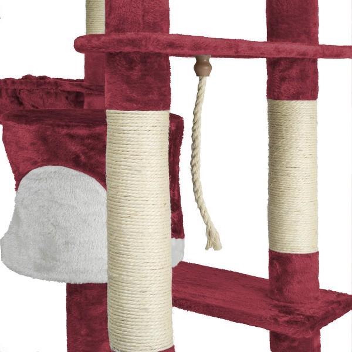 Tectake - Krabpaal Fippi Kattenkrabpaal - 201 Cm Hoog - Rood/wit - 402187