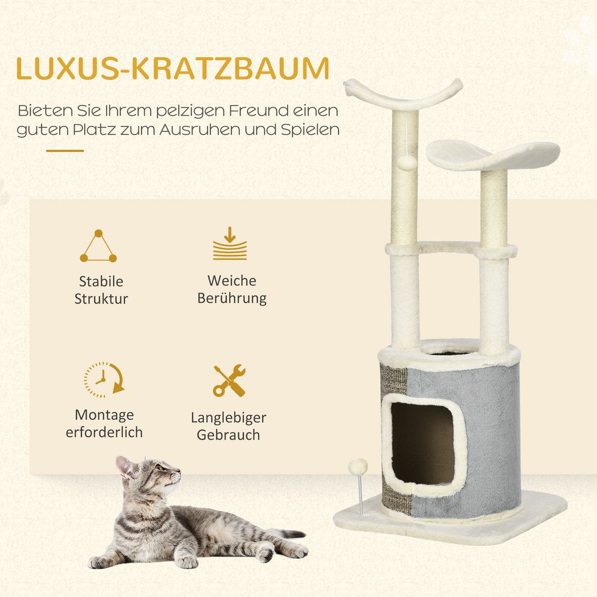 PawHut Kratzbaum Mit Katzenhöhle D30-602V00