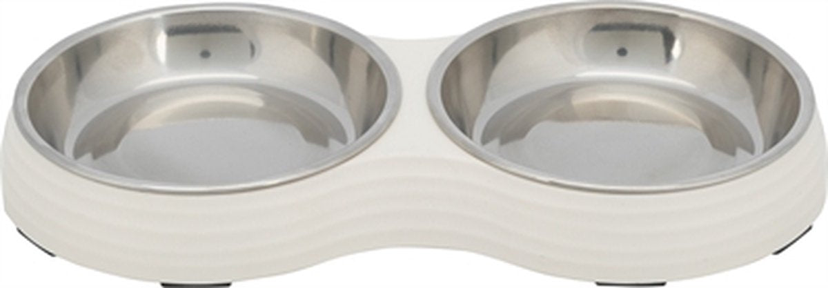 Merkloos Trixie Voerbak Kat Dubbel Melamine / Rvs Wit 2x200 Ml 27x14x3 Cm
