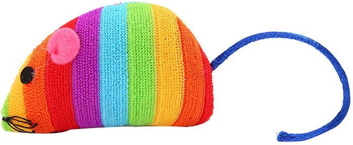 Merkloos EPIN | Pluche Regenboog Speelmuis | Katten Speelgoed | Speelmuizen | Speel Muisje