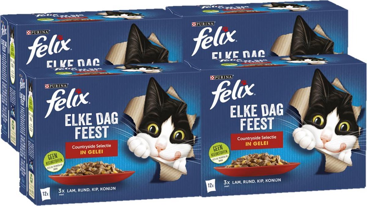 Felix Elke Dag Feest Countryside Selectie In Gelei - Katten Natvoer - 4x12x85 Gr