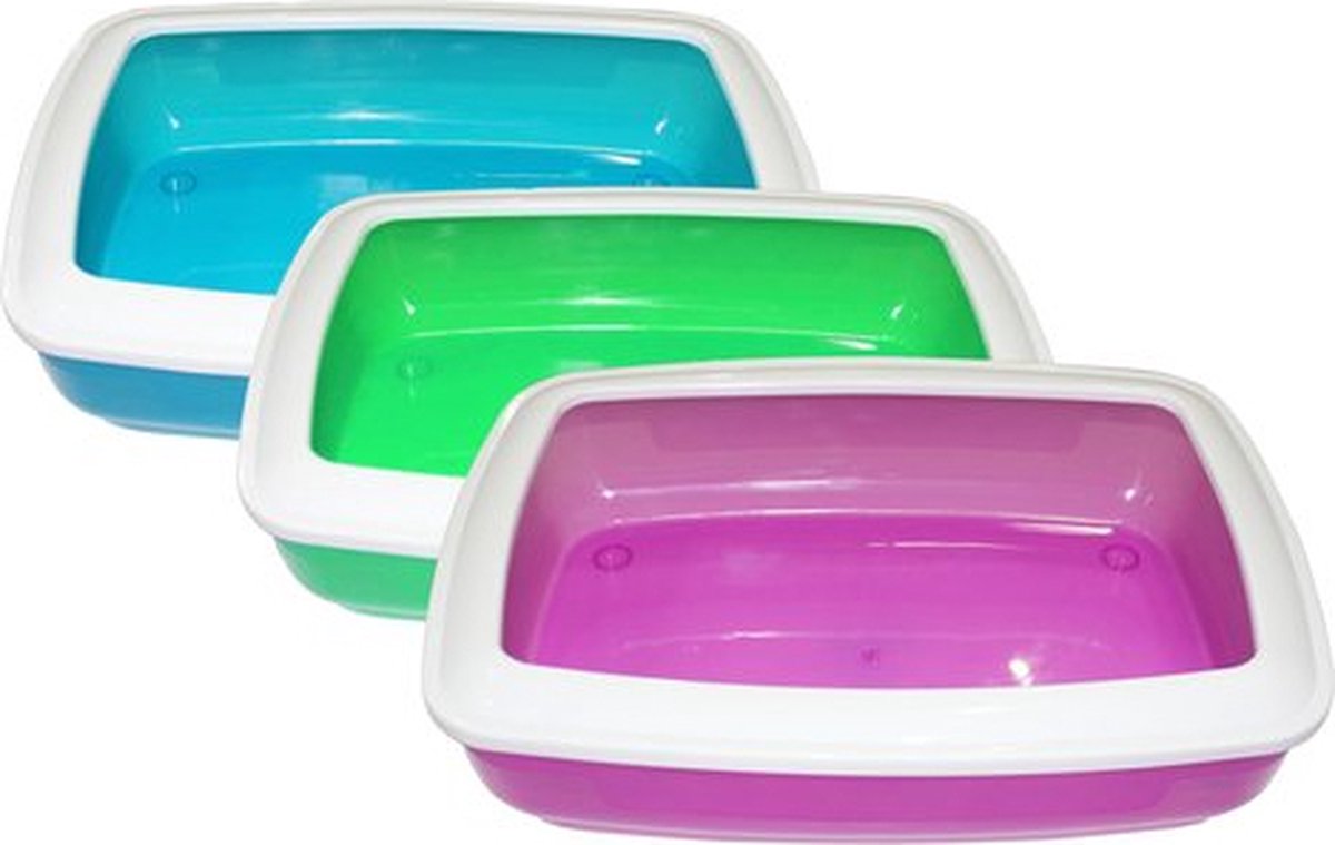 Pawise Kattenbak Laag Model - Open Kattenbak - Duurzaam En Gebruiksvriendelijk - 48x36 Cm - Plastic - Kleur Assorti