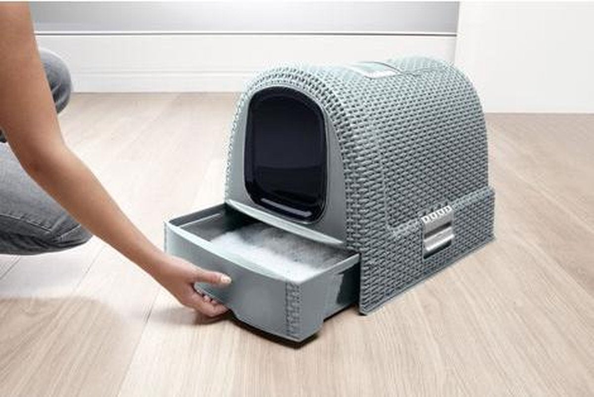 Lichtblauwe Kattenbak Curver 51 Cm Breed