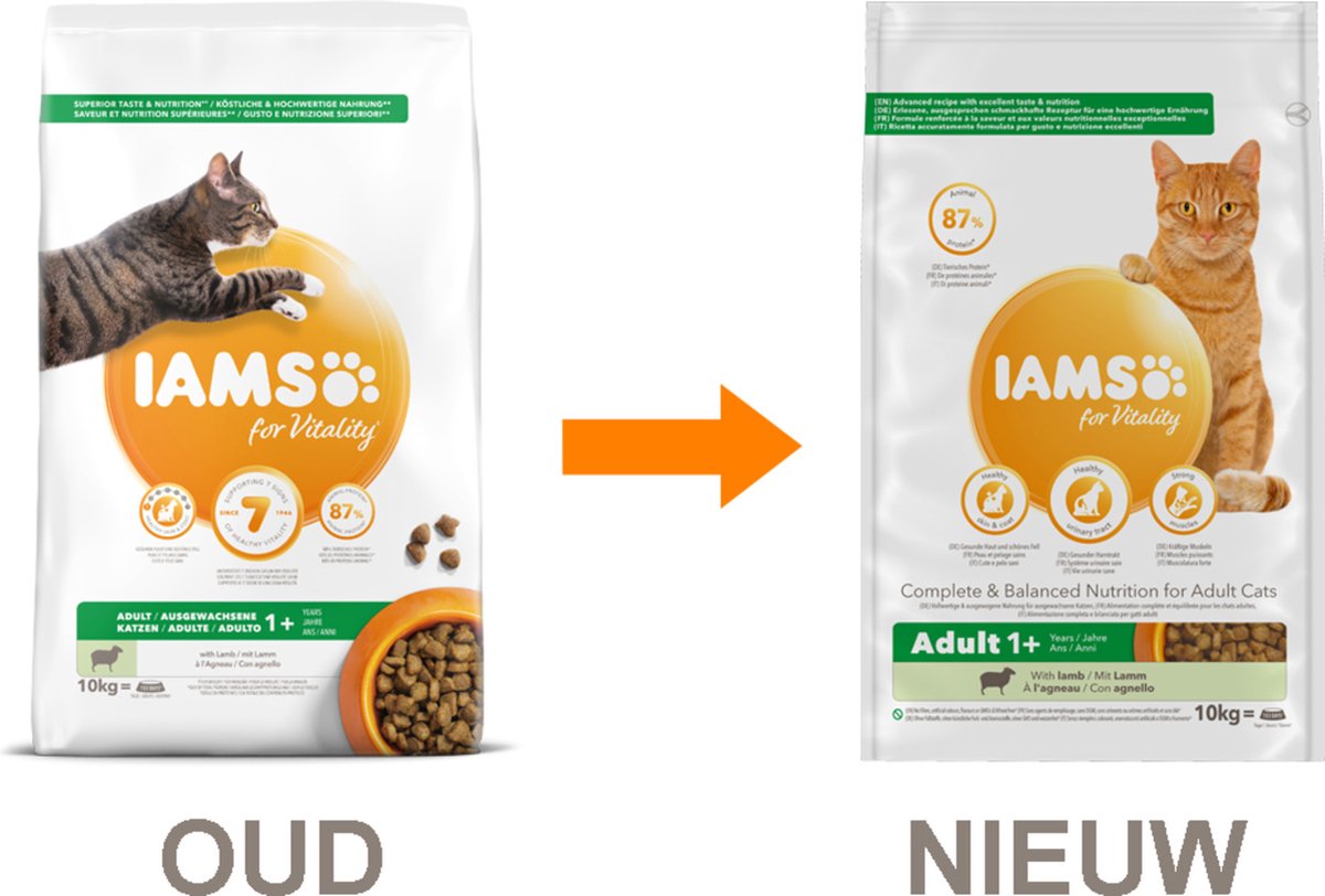 Iams Cat Adult - Lam - Kattenvoer - 10 Kg