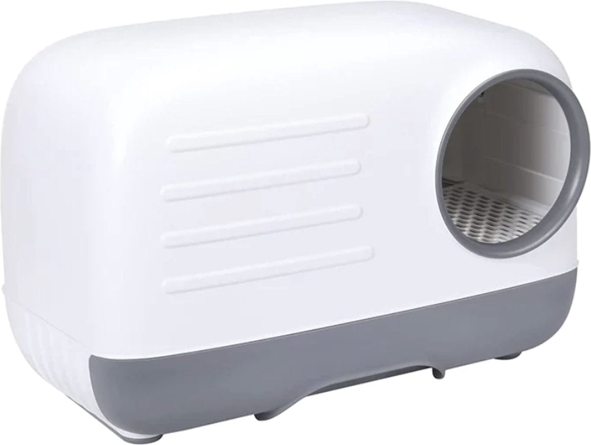Merkloos PETLUX® XL Kattenbak Retro Design Met Lade, Schep En Opbergruimte - Grote Kattenbak - Kaki
