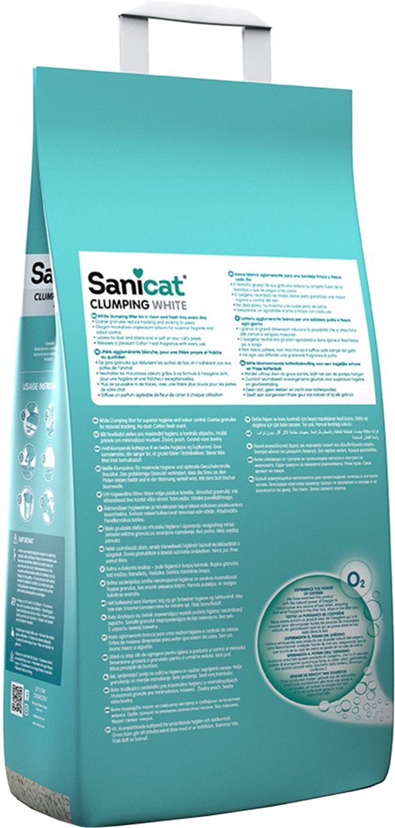 Sanicat Kattenbakvulling Clumping White Cotton Fresh 20 Liter