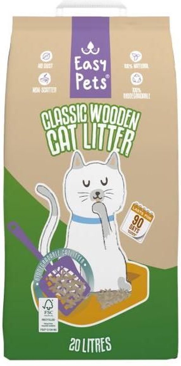 Easypets Houtkorrel Kattenbakvulling 10KG - 20L - Biologisch Afbreekbare Houtkorrels - FSC