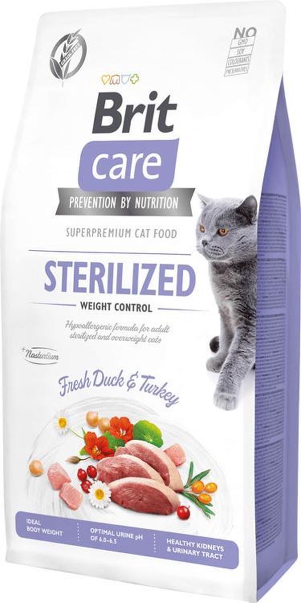 Brit Care Cat Grainfree Adult Sterilized Weight Control Fresh Duck & Turkey 7 Kg - Kat
