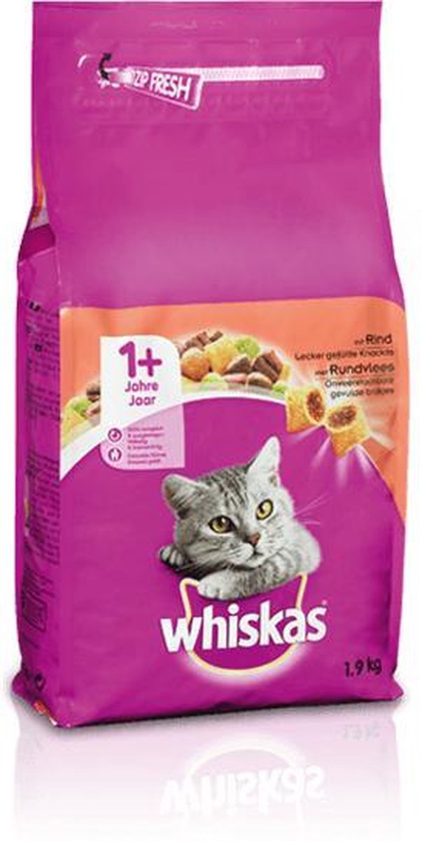 Whiskas Brokjes Adult Rund - Kattenvoer - 1 X 1,9 Kg
