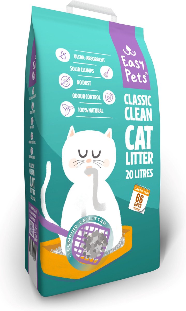 Easypets Classic Clean Kattenbakvulling 20L - Klontvormend Kattengrit - Geur Bescherming