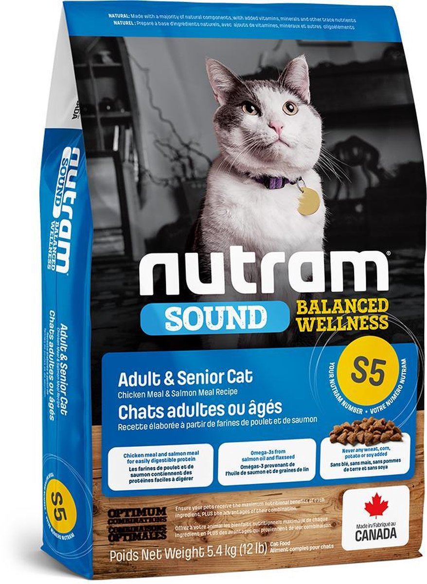 Nutram Kattenvoer Adult & Senior S5 5,4 Kg - Kat