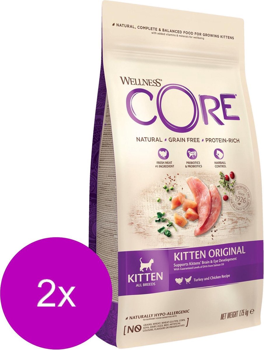 Wellness Core Grain Free Kitten Kalkoen&Kip - Kattenvoer - 2 X 1.75 Kg