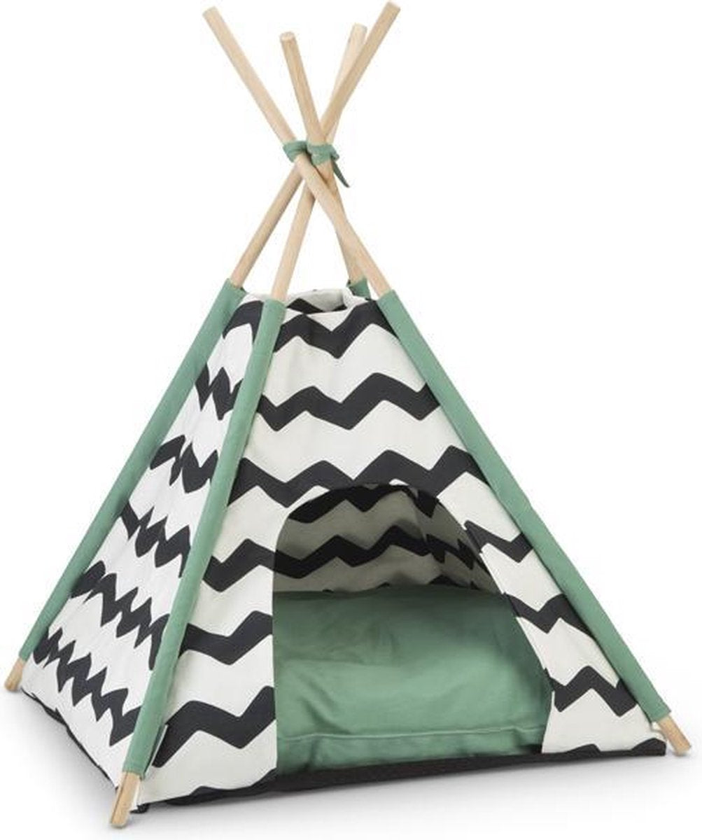  Beeztees Kioni Tipi Tent - Kattenhuis - Zwart/Wit - 50x50x70 Cm