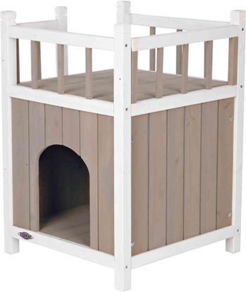  Trixie Kattenhuis Cat's Home Met Balkon Grijs / Wit - 45X65X45 CM