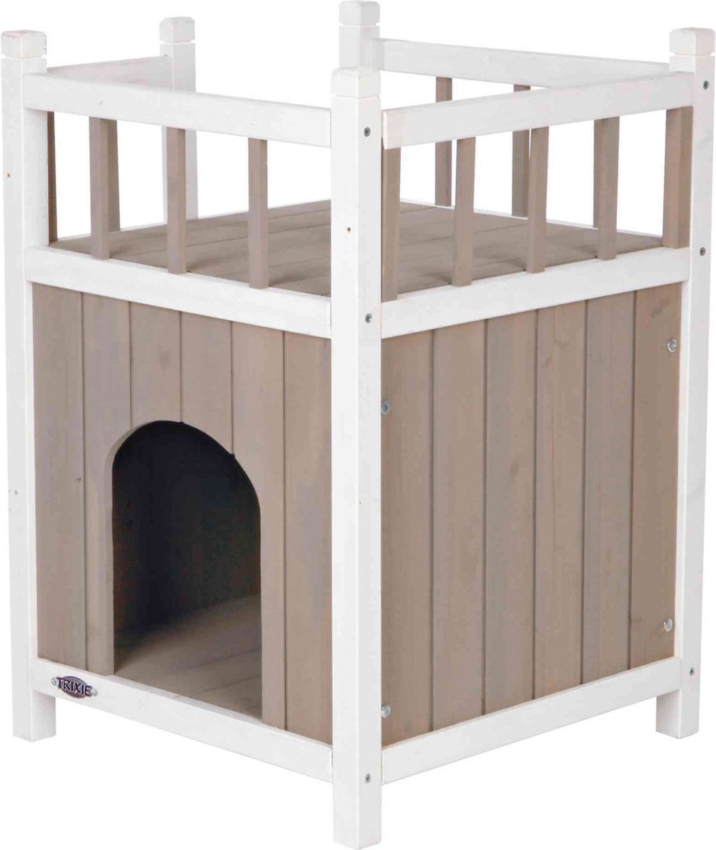  Trixie Kattenhuis Cat's Home Met Balkon Grijs / Wit - 45X65X45 CM