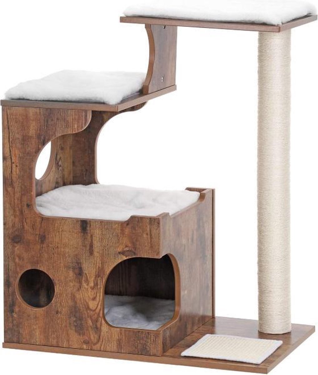  MIRA Home - Krabpaal Voor Katten - Krabpaal - Hout/Sisal - Bruin/Zwart - 66x42x88
