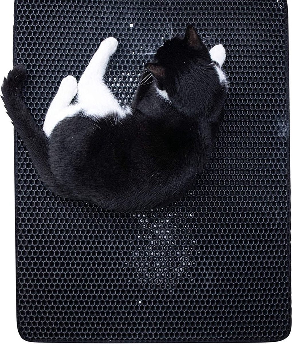 IGOODS - Kattenbakmat Met Filter - 45 X 60 - Waterdicht - Dubbele Laag - Zwart