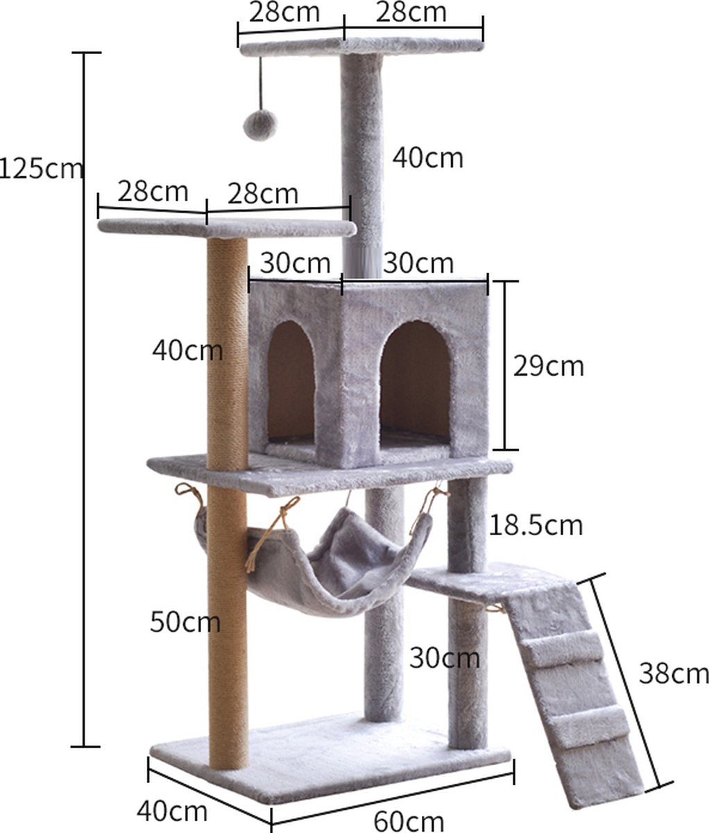  Krabpaal – Katten Krabpaal - Kattenhuis - 125cm Hoog - Beige