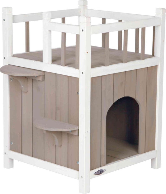  Trixie Kattenhuis Cat's Home Met Balkon Grijs / Wit - 45X65X45 CM
