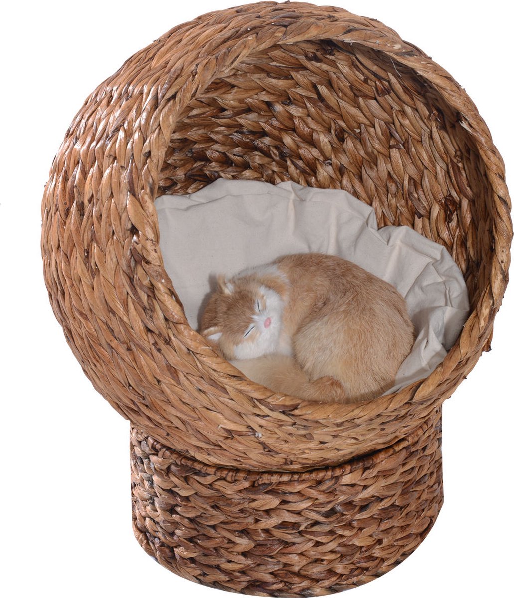  PawHut Kattenmand Rotan Kattennest Kattenbed Met Kussen Huisdierbed Bruin D30-104