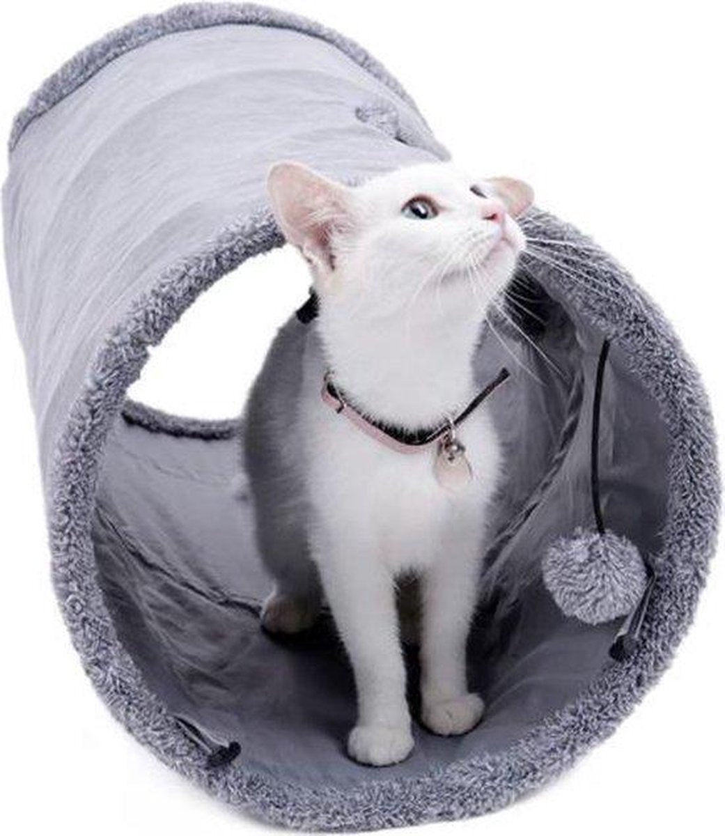 Fuzly Kattentunnel - Speeltunnel - Antraciet - Extra Stevig - Suede - 130cm X 30cm - Large