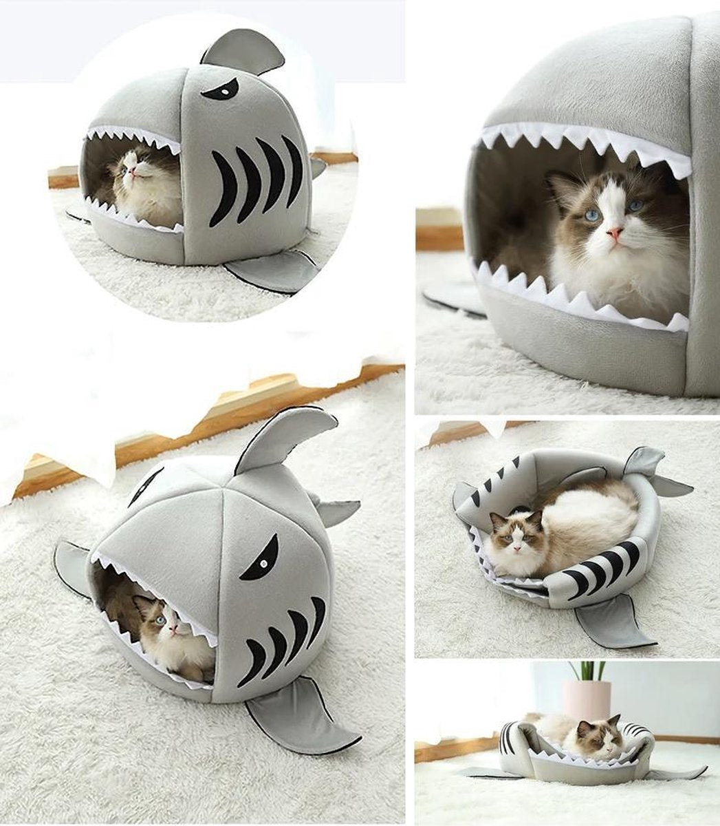  MikaMax Haai Hondenmand - Kattenmand - Dierenmand - Huisdierkussen - Mand Of Bed - Origineel - Extra Zacht Materiaal - 42 X 42 X 36 Cm