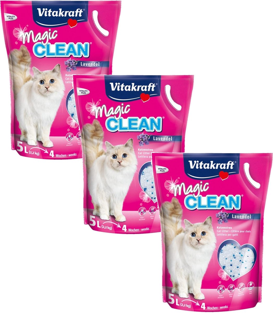  Vitakraft Magic Clean Lavendel - Kattenbakvulling - 3 X 5 L
