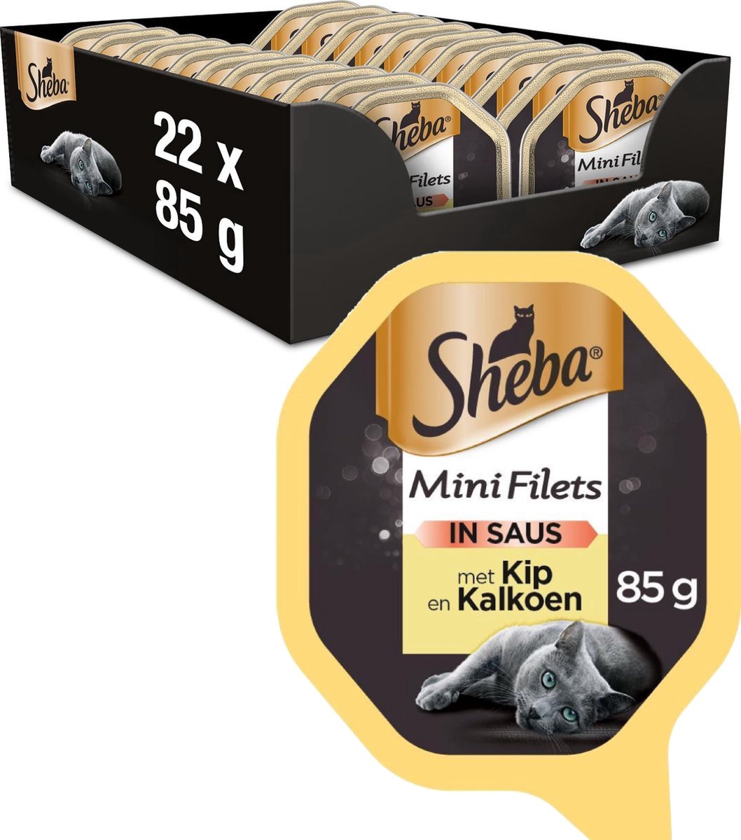  Sheba Mini Filets In Saus Katten Natvoer - Kip &amp; Kalkoen - 22 X 85 Gr