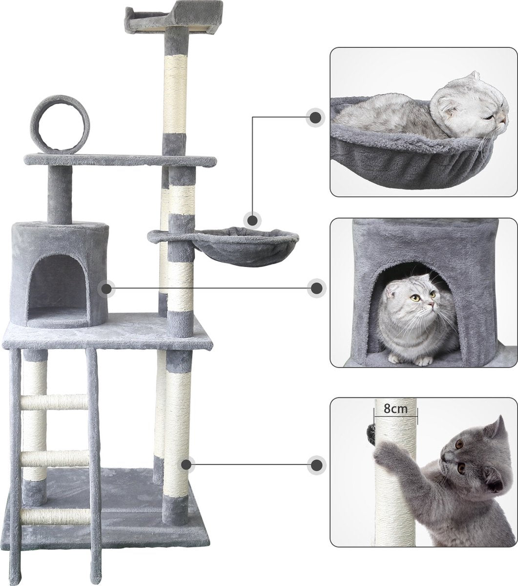  Nobleza Katten Krabpaal 40KQY - 59 X 59 X 156 Cm - Grijs