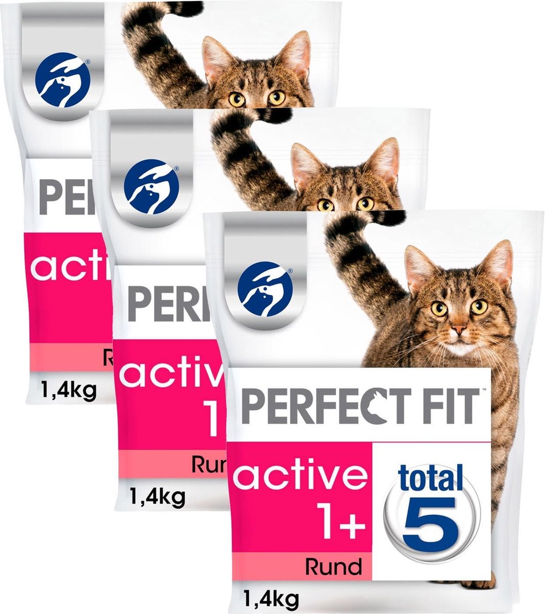  Perfect Fit Droogvoer Active Rund - Kattenvoer - 3 X 1.4 Kg