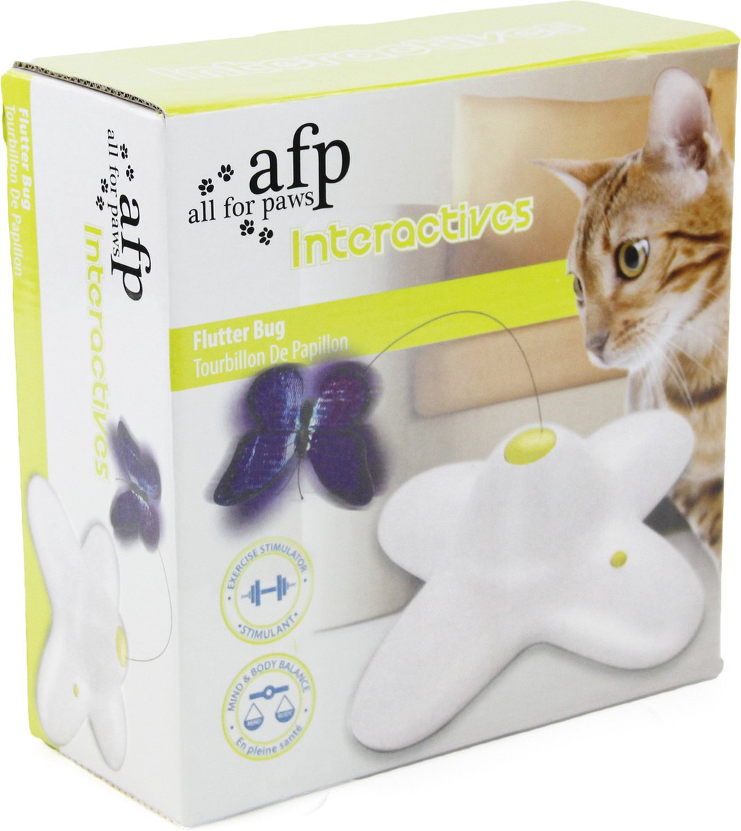  All For Paws - Interactive Flutterbug – Wit/Blauw - 1 Stuk