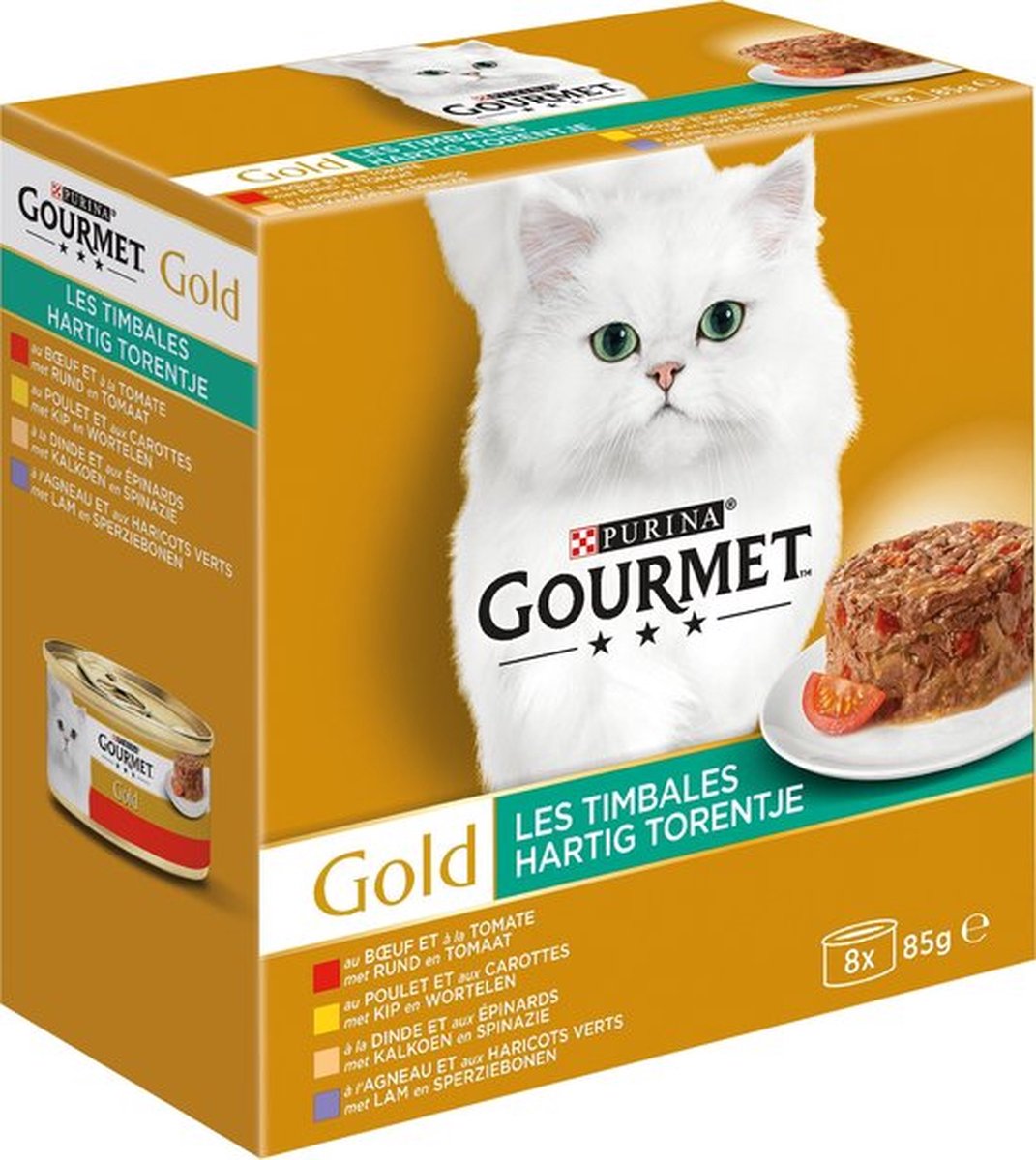  Gourmet Gold Hartig Torentje - Kattenvoer Natvoer - Vlees Met Groente Mix - 48 X 85 G
