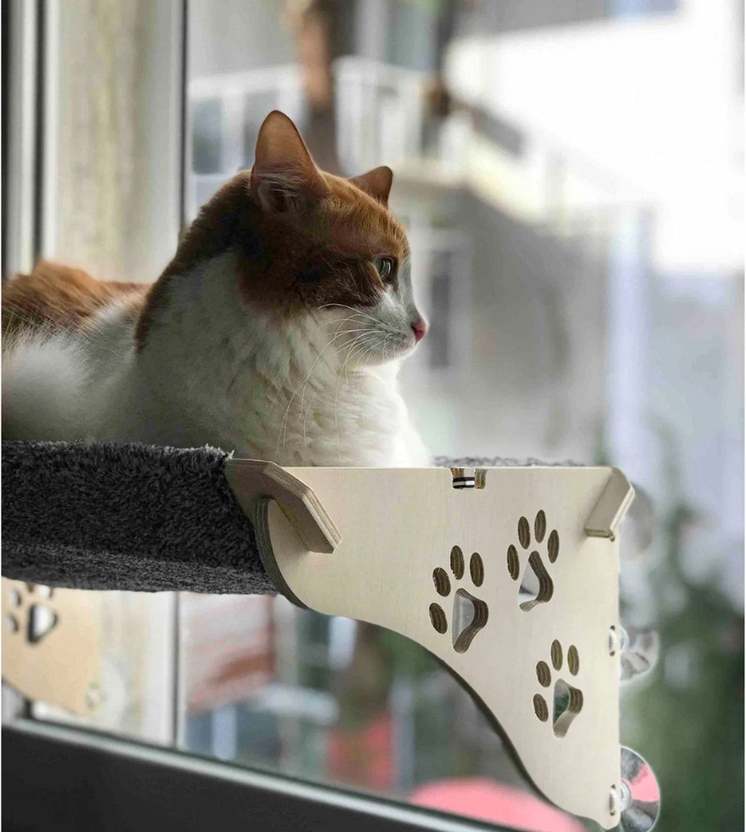 Merkloos Arnillo - Kattenhangmat - Kattenhangmat Raam - Kattenmand - Kattenbed - Kattenbed Raam - Kat Decoratie - Houten Kattenhangmat