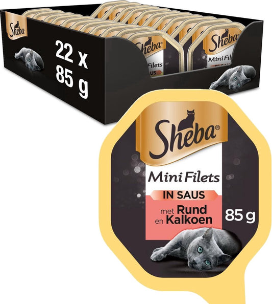  Sheba Mini Filets In Saus Katten Natvoer - Rund &amp; Kalkoen - 22 X 85 Gr