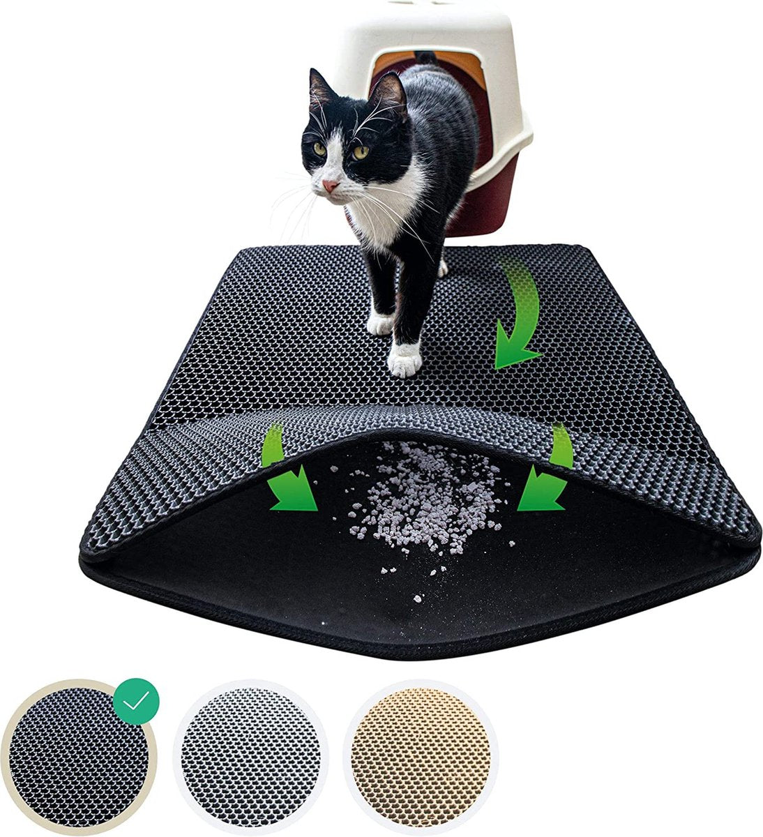  IGOODS - Kattenbakmat Met Filter - 45 X 60 - Waterdicht - Dubbele Laag - Zwart
