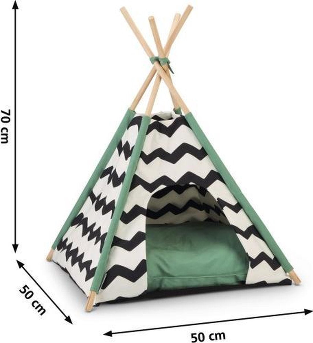  Beeztees Kioni Tipi Tent - Kattenhuis - Zwart/Wit - 50x50x70 Cm