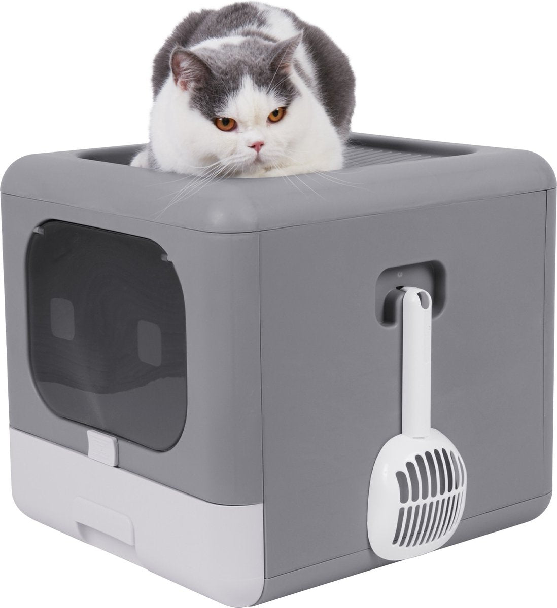  Kattenbak Groot - Kattenbak XXL - Kattenbak Grote Katten - Opvouwbaar – Grijs