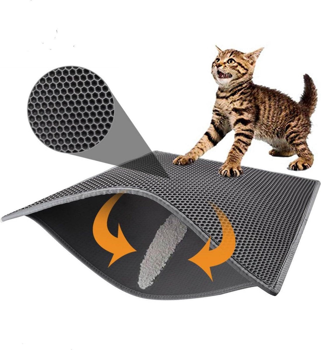 Merkloos Kattenbakmat - Grit Opvanger - 45 X 60 - Waterdicht - Kattenmat Met Filter - Kattenbak Accessoires - Kat Benodigheden - Cat Litter Mat - Dubbele Laag