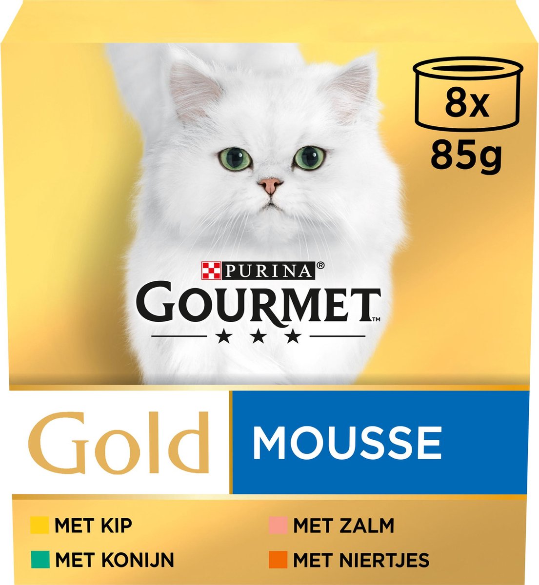  Gourmet Gold Mousse - Kattenvoer Natvoer - Kip, Zalm, Niertjes &amp; Konijn - 48 X 85 G