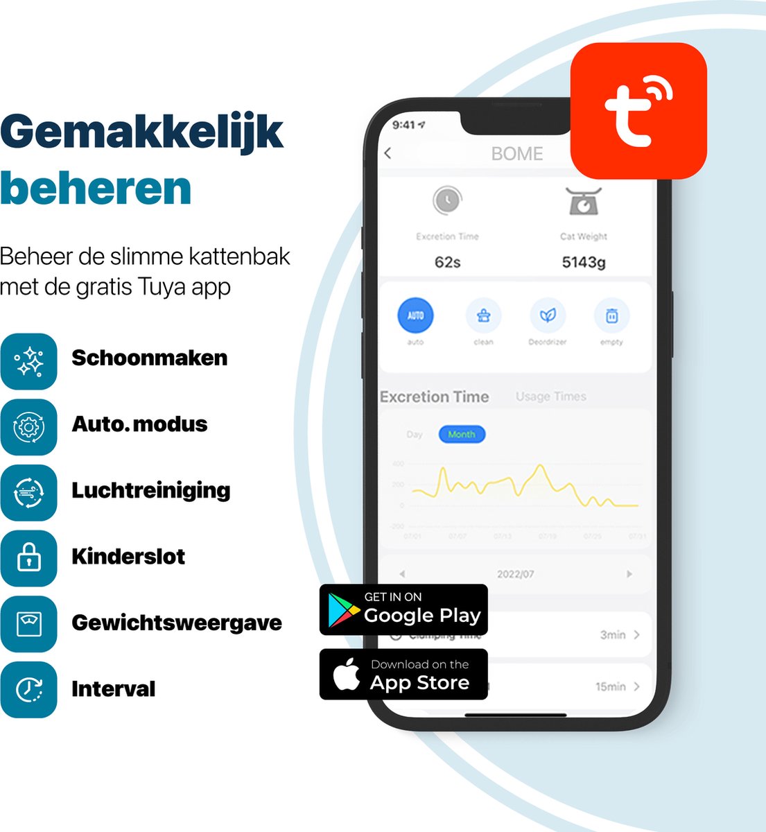  BOME Automatische Kattenbak - Zelfreinigende Kattenbak - Met App En Touchscreen - 65L