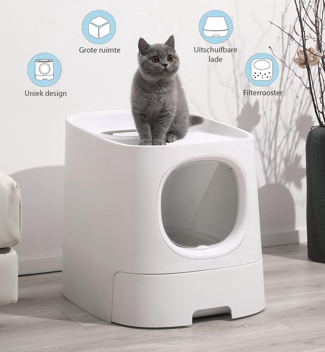  YA Products Kattenbak Space Series - Grote Kattenbak - Kattenbak Met Lade Inclusief Schep